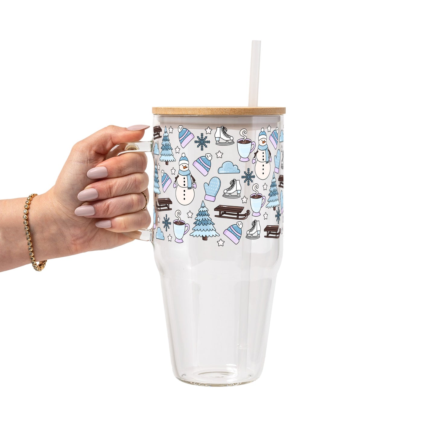 Blue Winter Glass Cups