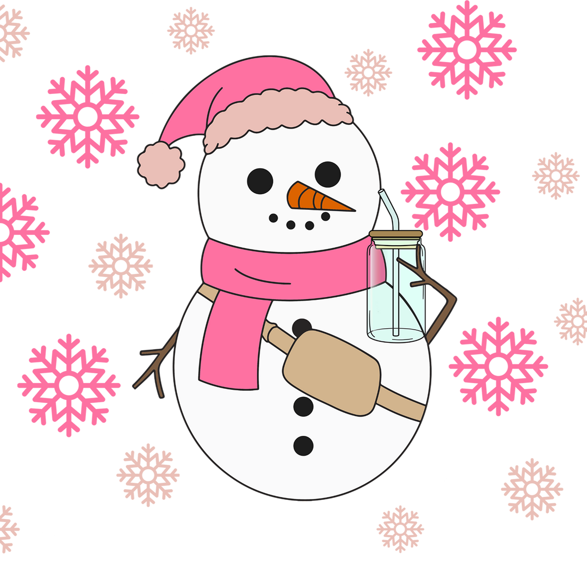 Boujee Pink Snowman Glass Cups
