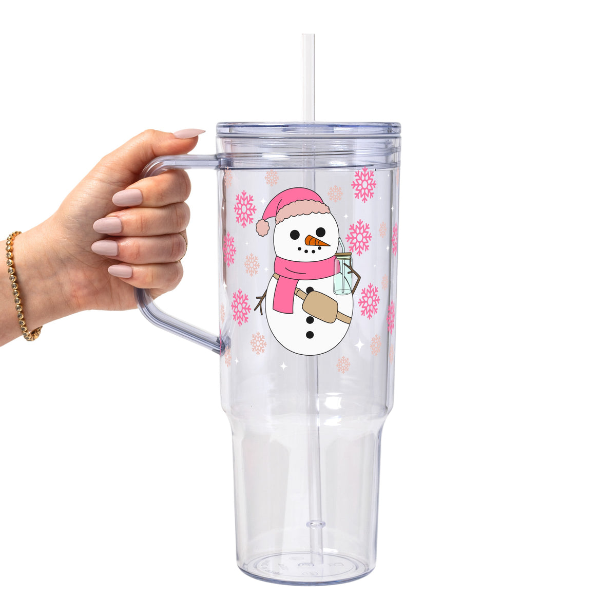 Boujee Pink Snowman Glass Cups