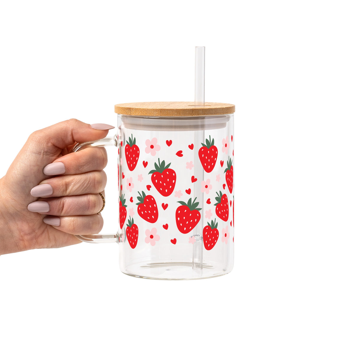 Strawberry Floral Glass Cups