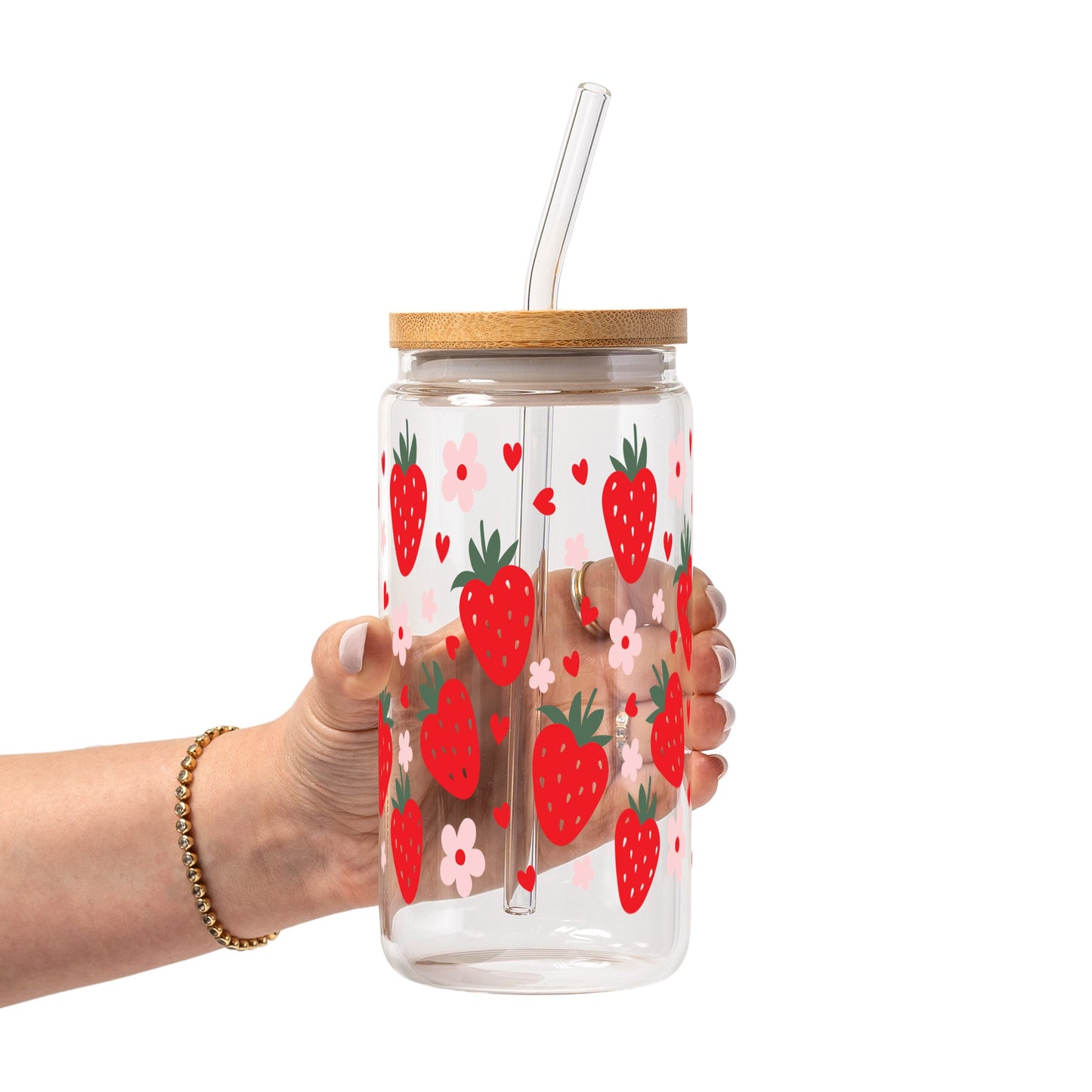 Strawberry Floral Glass Cups