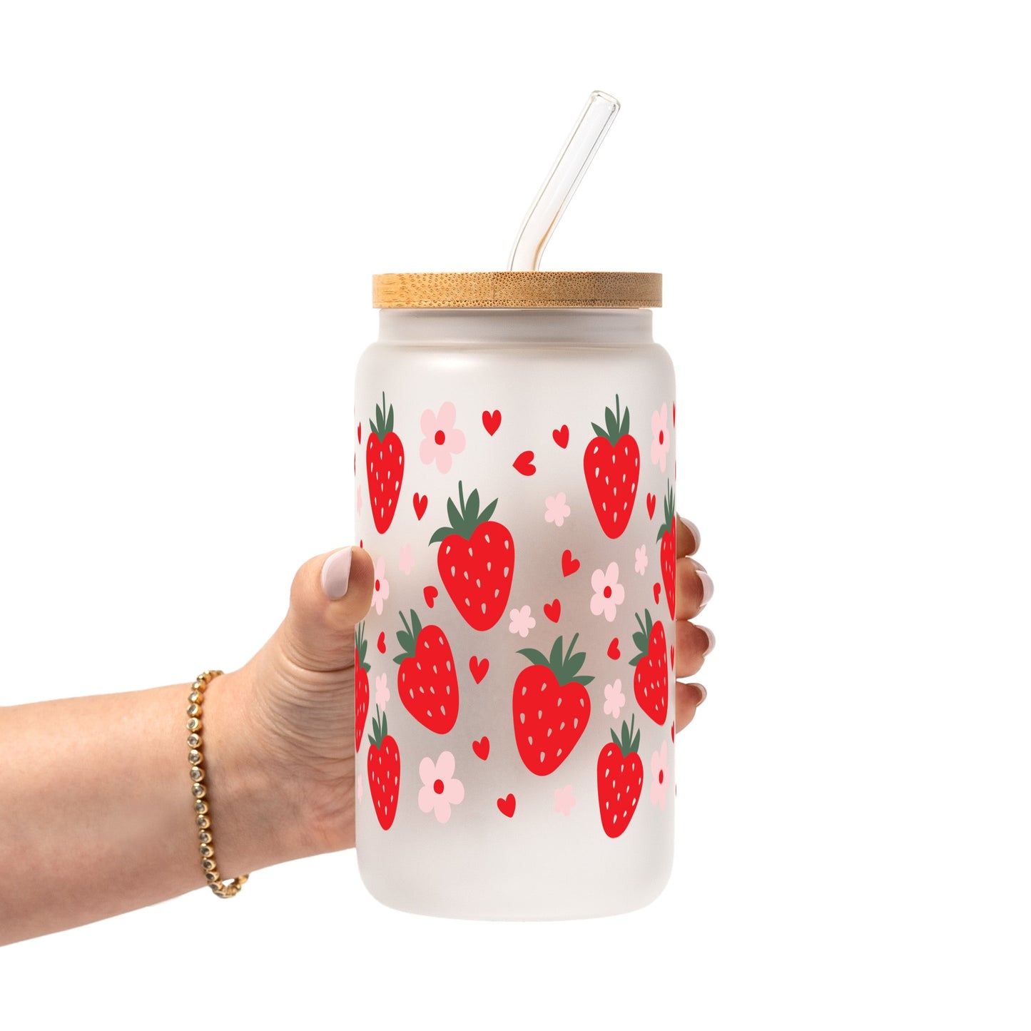 Strawberry Floral Glass Cups