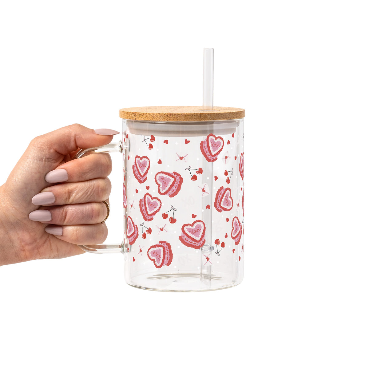 Valentine's Day Heart Cakes Glass Cups