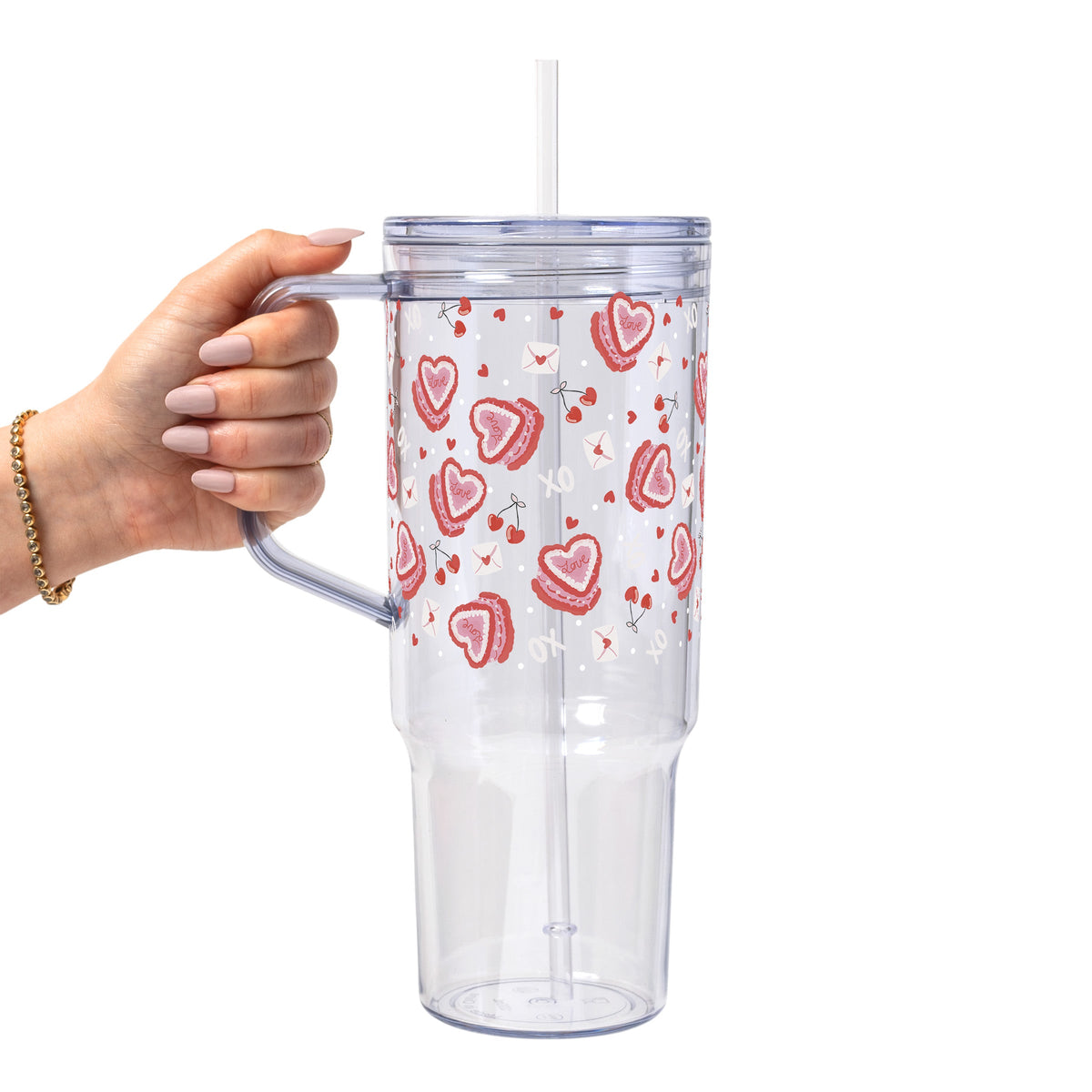 Valentine's Day Heart Cakes Glass Cups