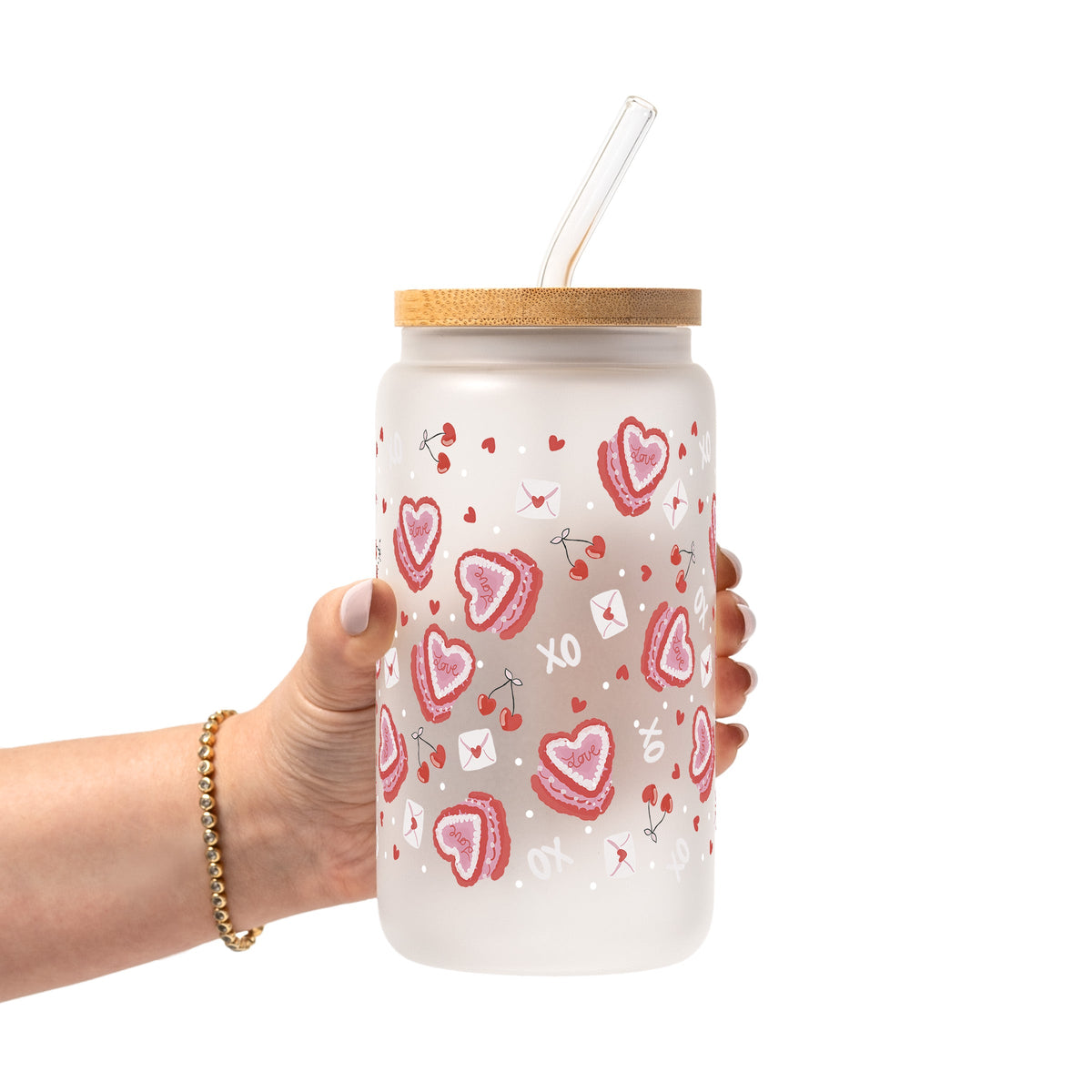 Valentine's Day Heart Cakes Glass Cups