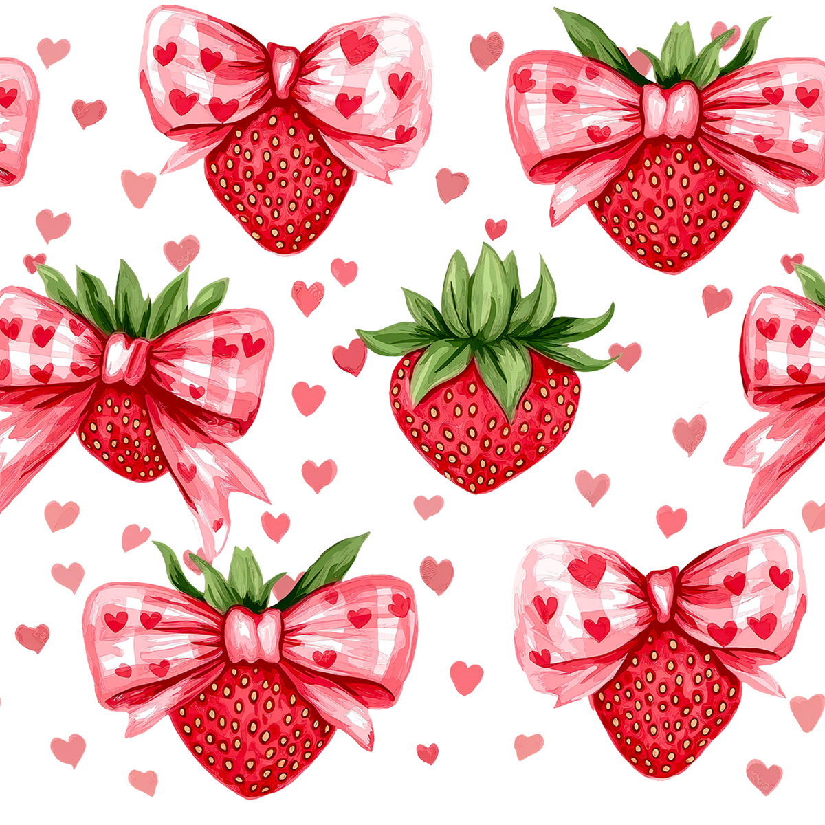 Valentine's Day Strawberry Bows Glass Cups