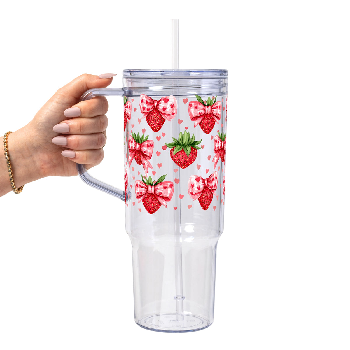 Valentine's Day Strawberry Bows Glass Cups