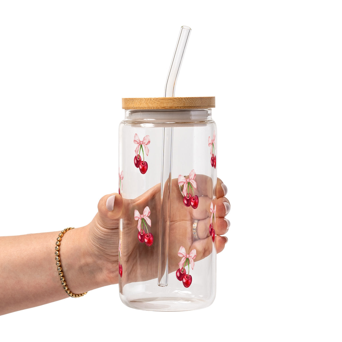 Vintage Cherry Bows Glass Cups