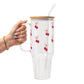 Vintage Cherry Bows Glass Cups
