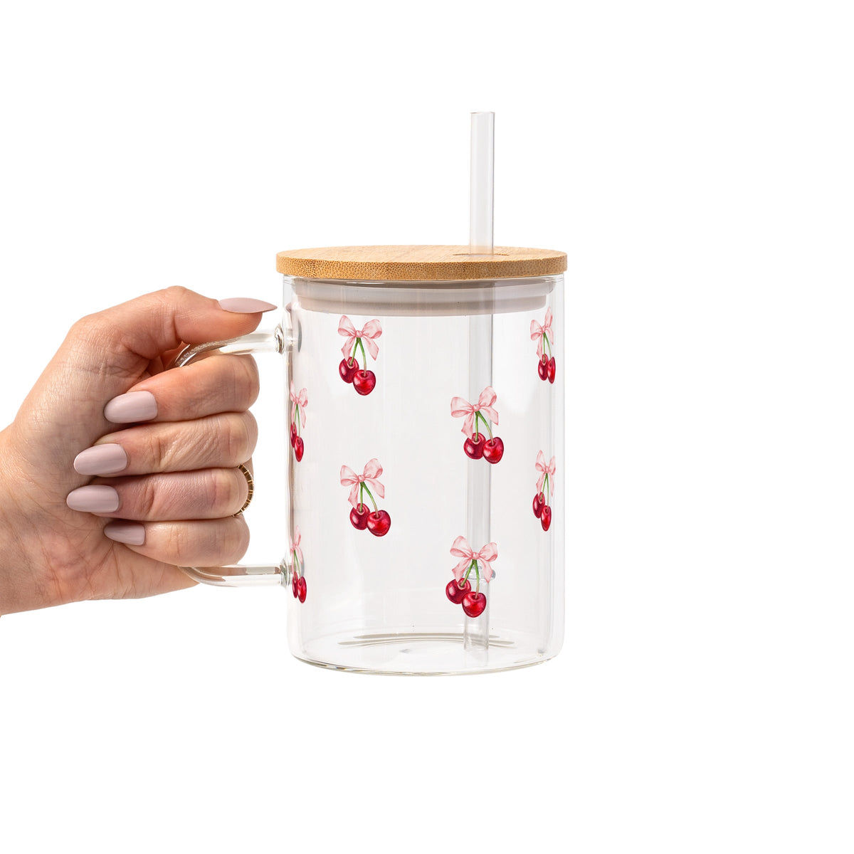 Vintage Cherry Bows Glass Cups