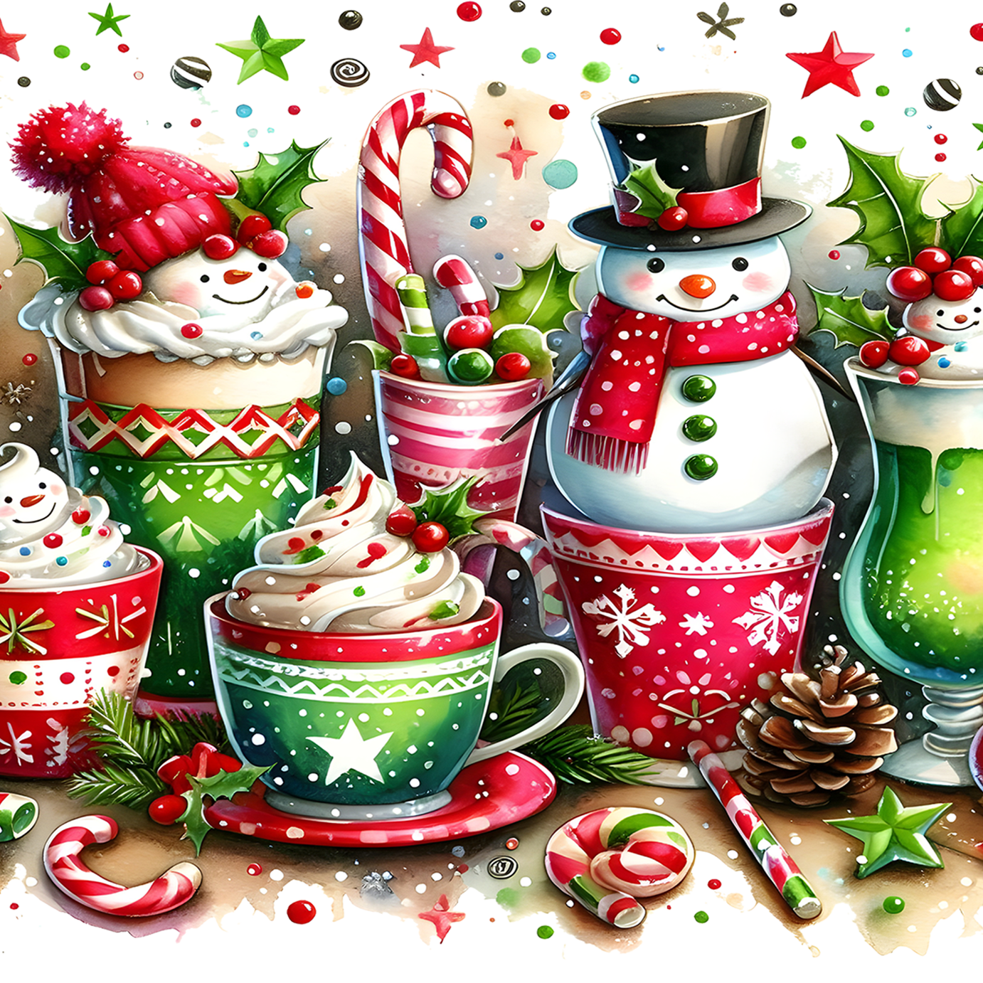 Holiday Snowman Glass Cups