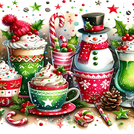 Vasos de cristal con muñeco de nieve navideño