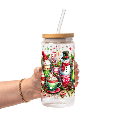 Holiday Snowman Glass Cups