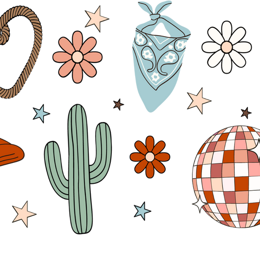 Cute Western Disco Glass Cups