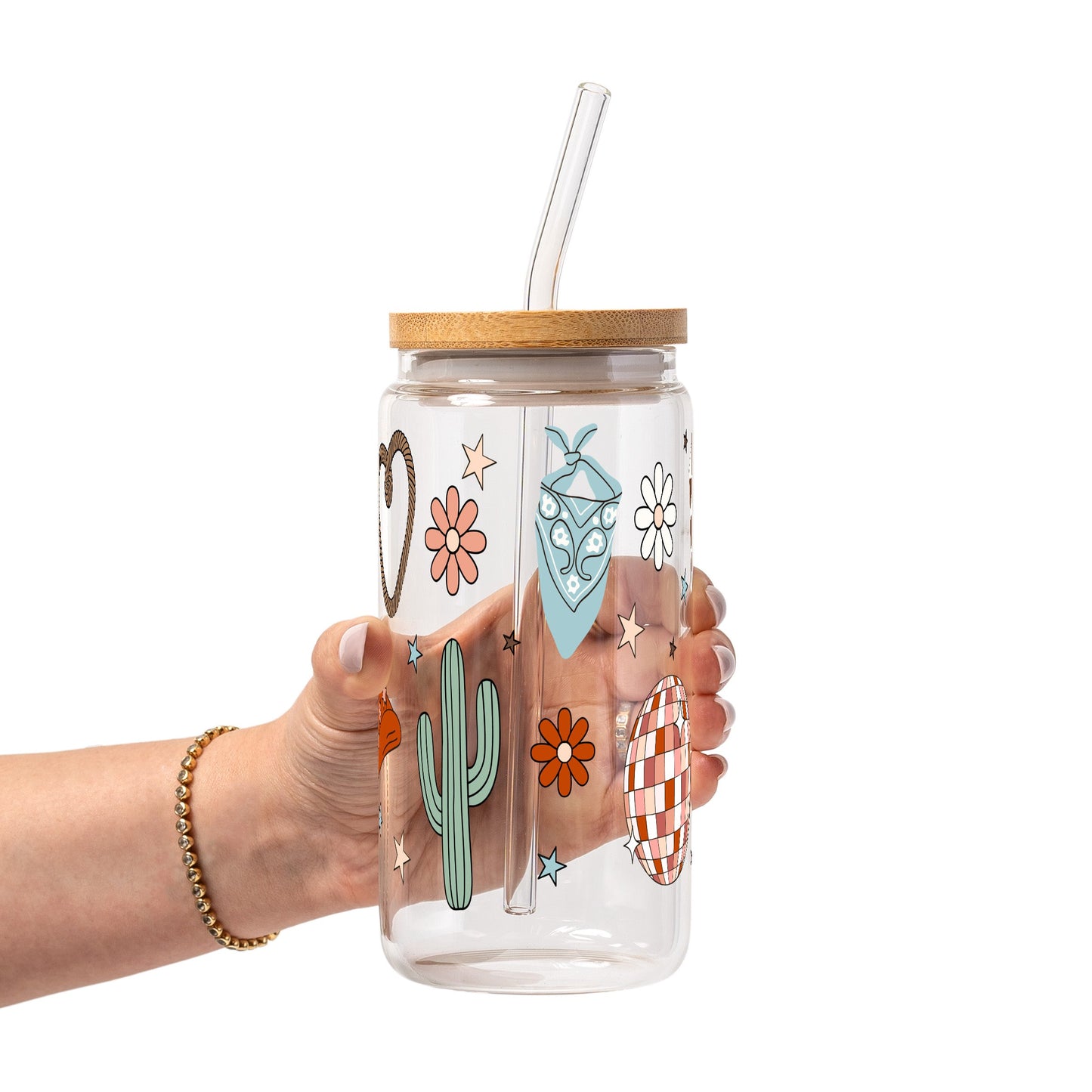 Vasos de cristal con diseño de discoteca western bonito