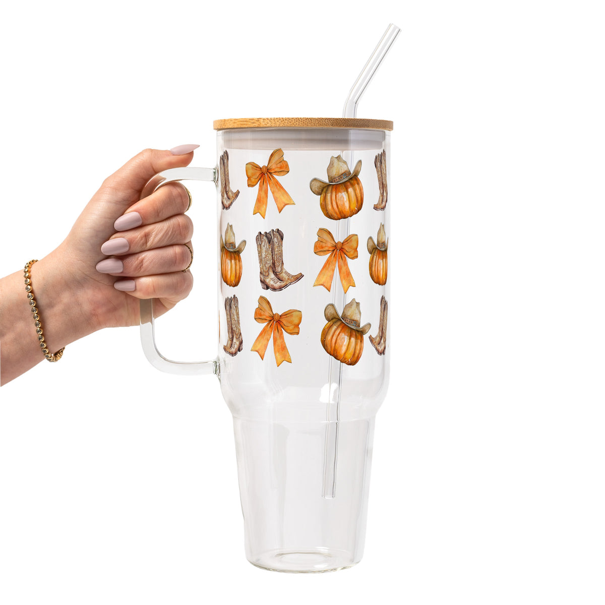 Western Pumpkins Glass Cups