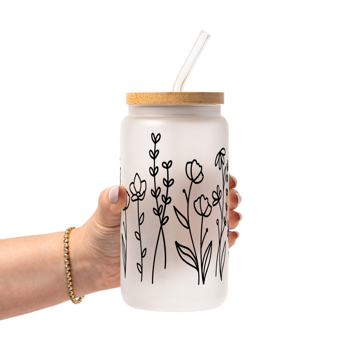 Black Wildflower Glass Cups