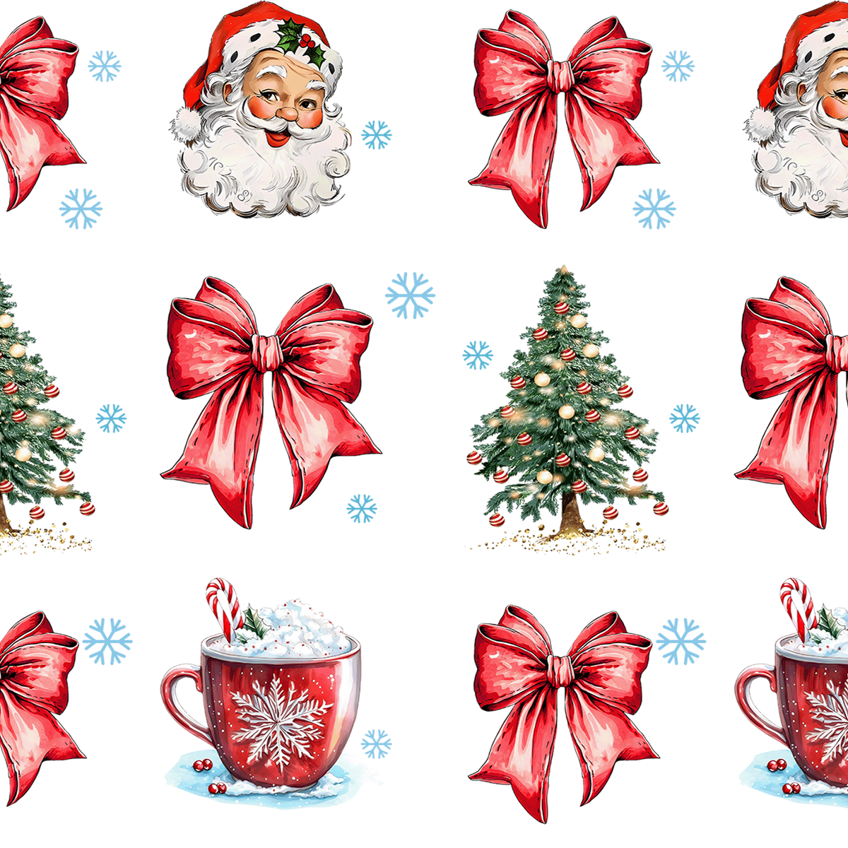 Christmas Bow Clause Glass Cups