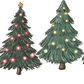 Green Christmas Trees Glass Cups