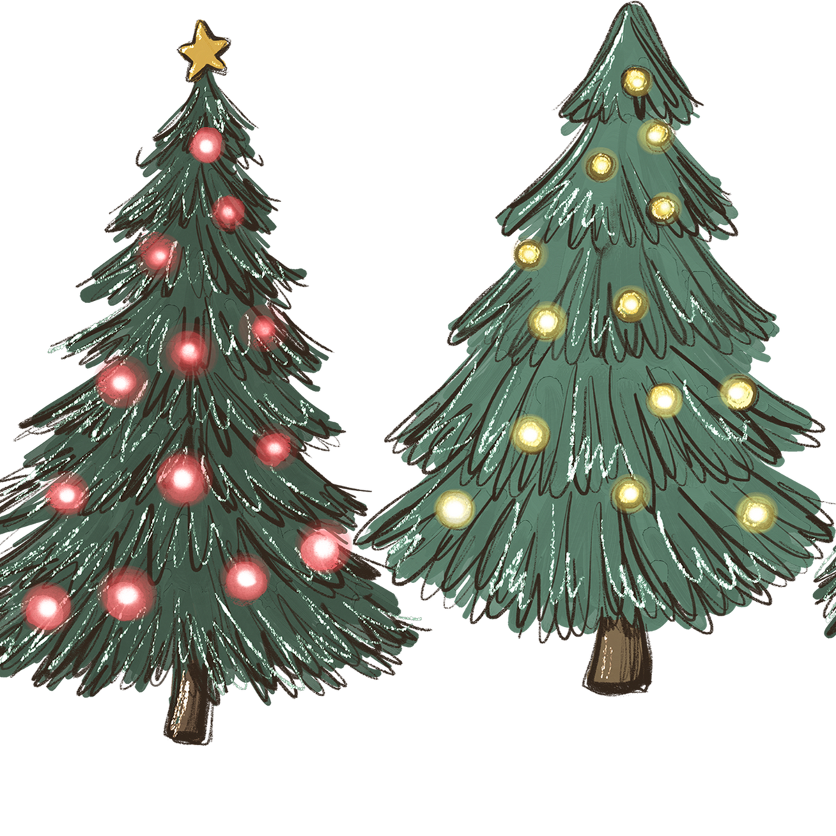 Green Christmas Trees Glass Cups