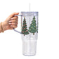 Green Christmas Trees Glass Cups