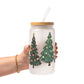 Green Christmas Trees Glass Cups