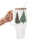 Green Christmas Trees Glass Cups