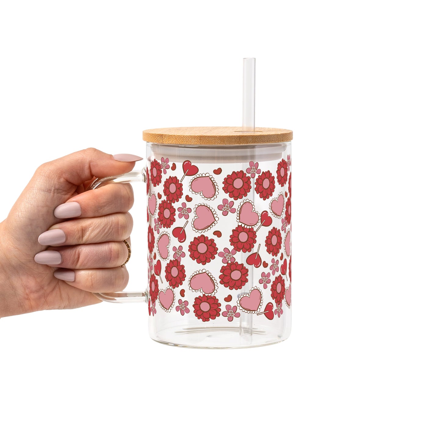 Valentine's Day Flowers And Candy Glass Cups