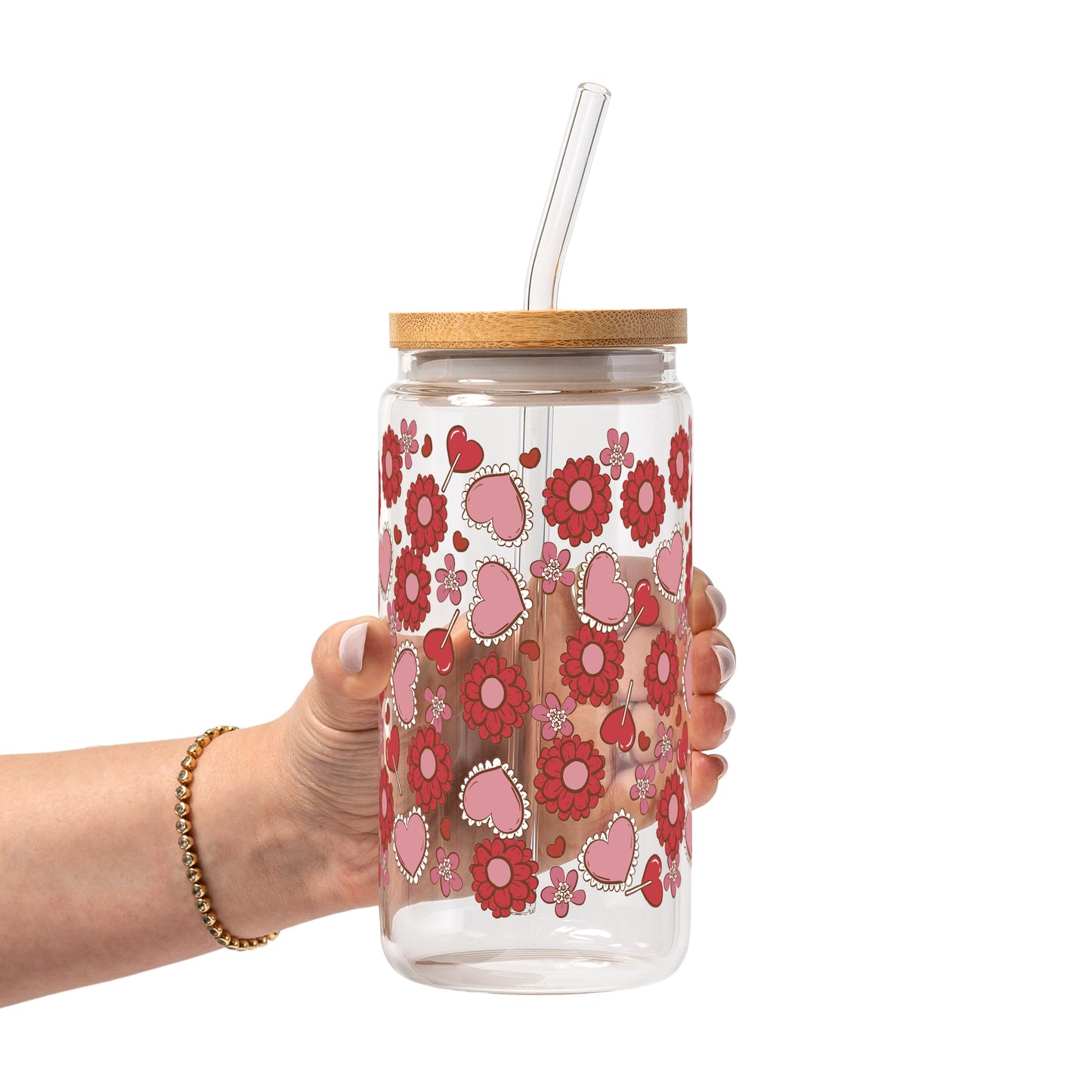 Valentine's Day Flowers And Candy Glass Cups