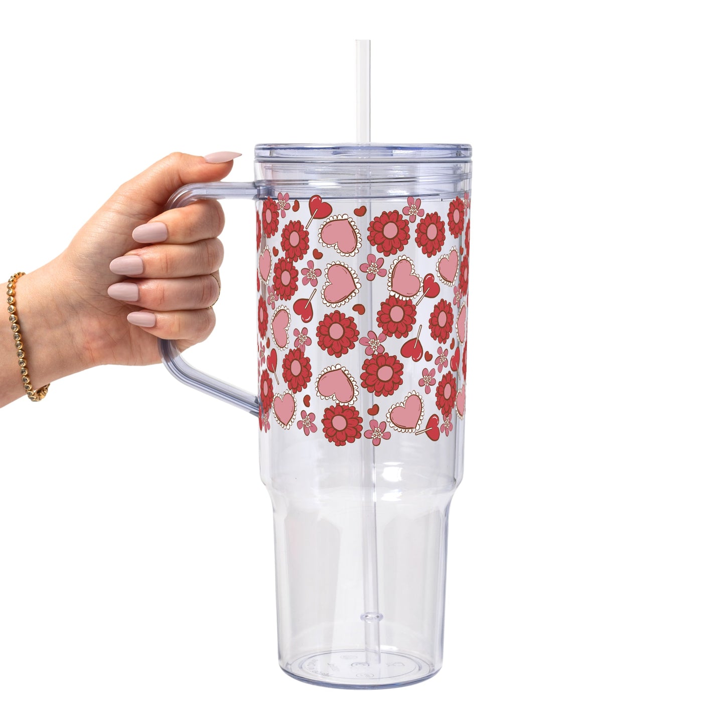 Valentine's Day Flowers And Candy Glass Cups