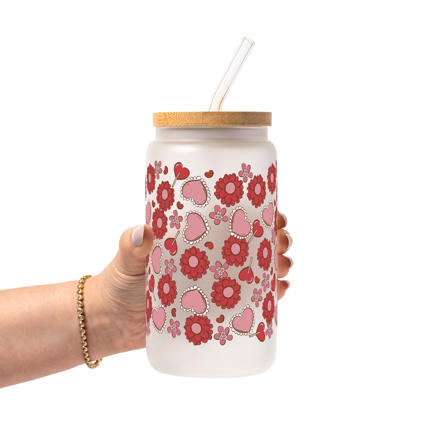 Valentine's Day Flowers And Candy Glass Cups