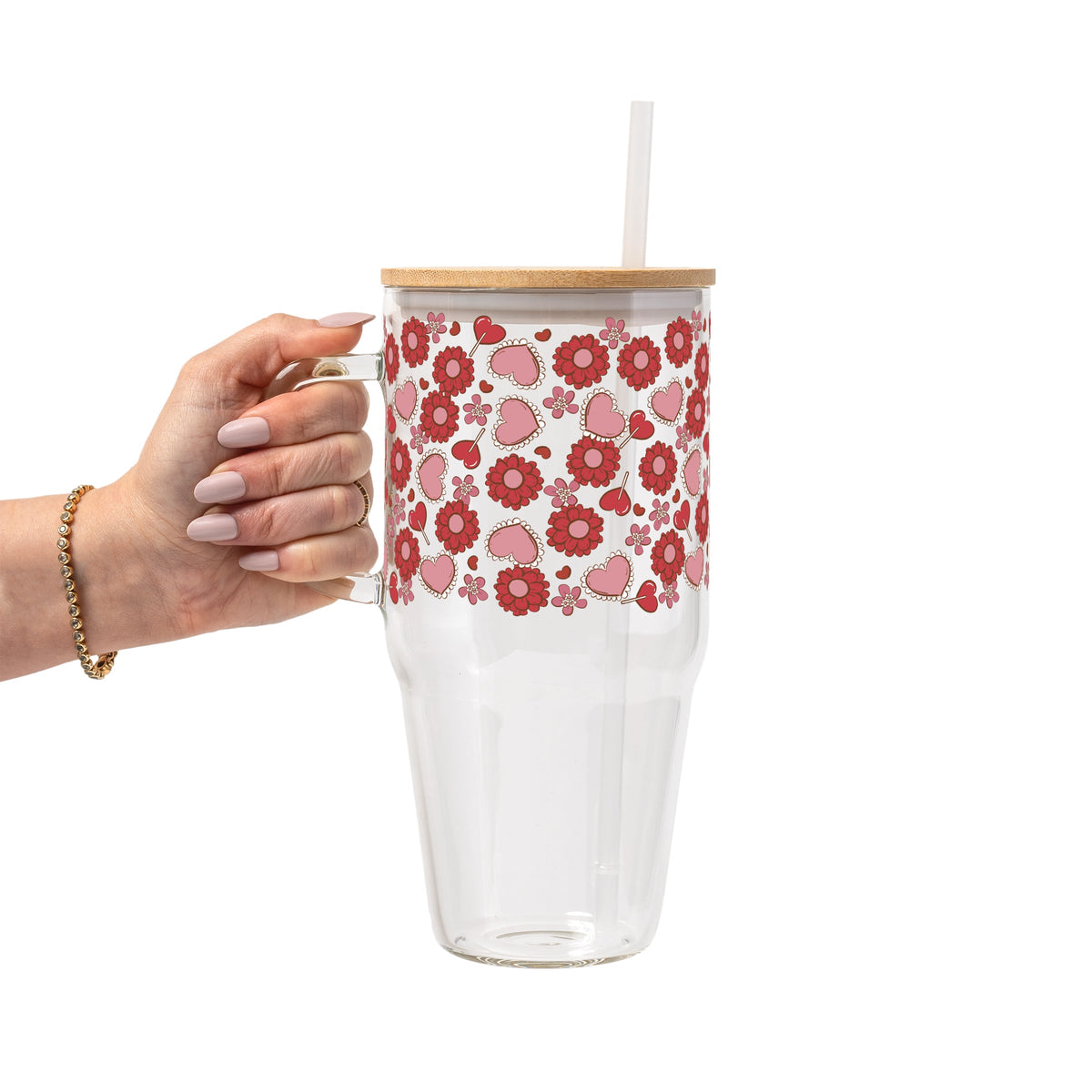 Valentine's Day Flowers And Candy Glass Cups