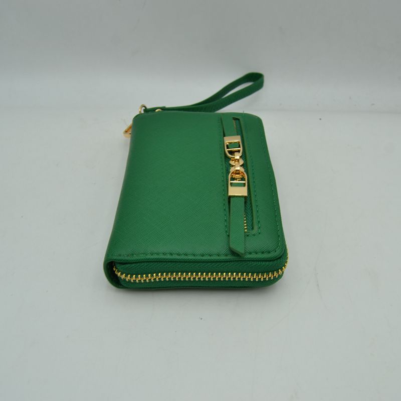 Structured Dual Zipper Wristlet Wallet Clutch with Removable Strap