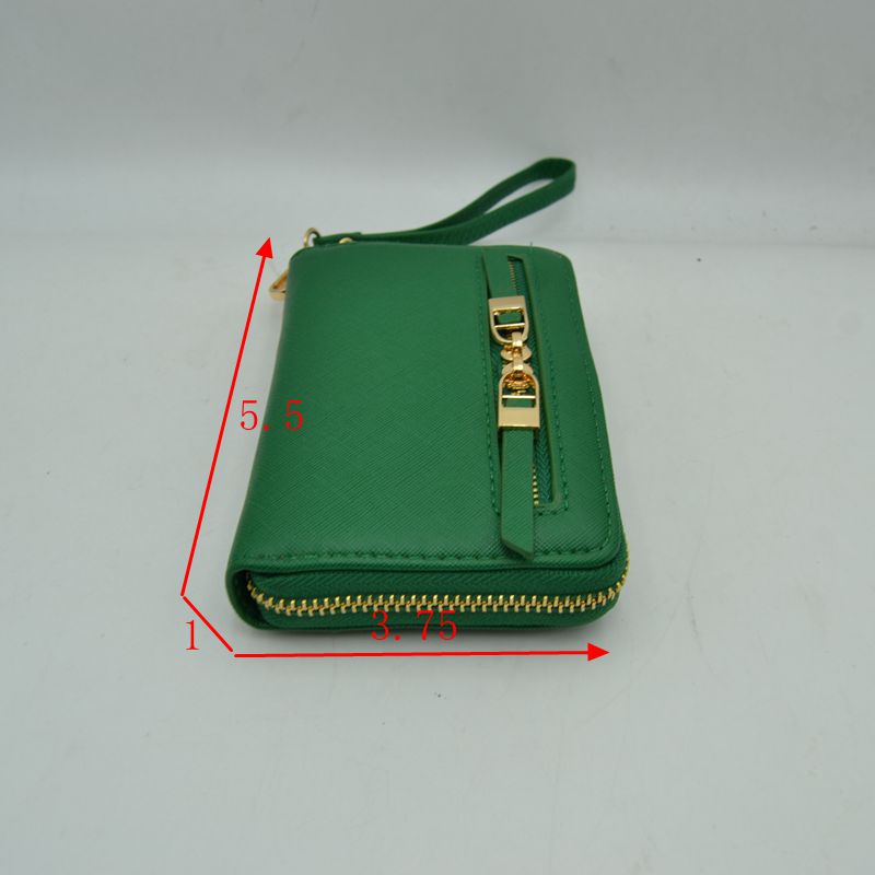 Structured Dual Zipper Wristlet Wallet Clutch with Removable Strap