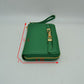 Structured Dual Zipper Wristlet Wallet Clutch with Removable Strap