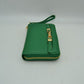 Structured Dual Zipper Wristlet Wallet Clutch with Removable Strap