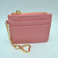 Slim Card Holder Wallet with Zipper Pocket and Heart Keyring