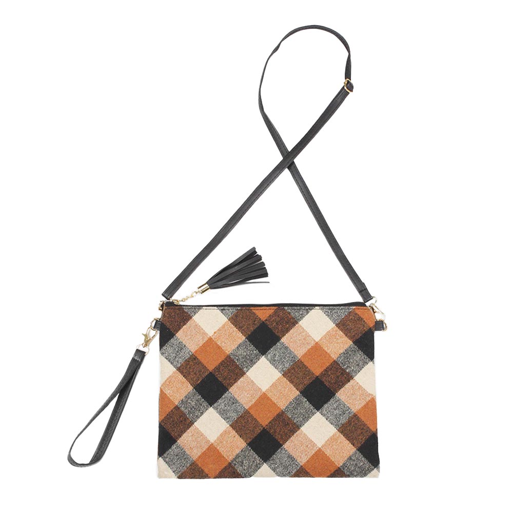 Bolso cruzado de mano con estampado de cuadros escoceses