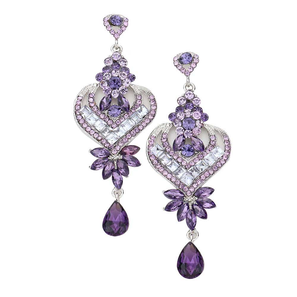 Glass Crystal Heart Teardrop Evening Earrings