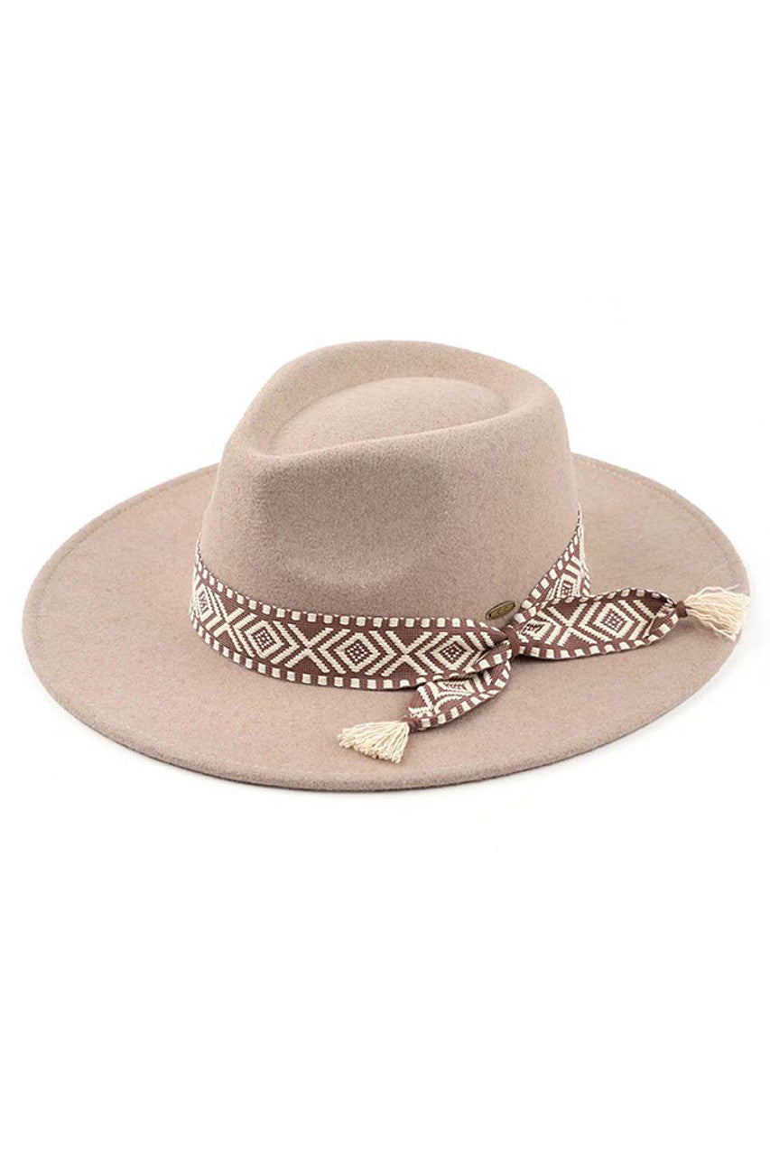 C.C Aztec Trim Vegan Felt Panama Hat