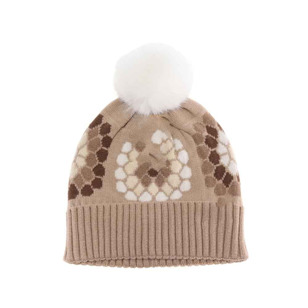 Flower Pattern Pom C.C Beanie