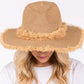 Frayed Band and Trip Straw Sun Hat