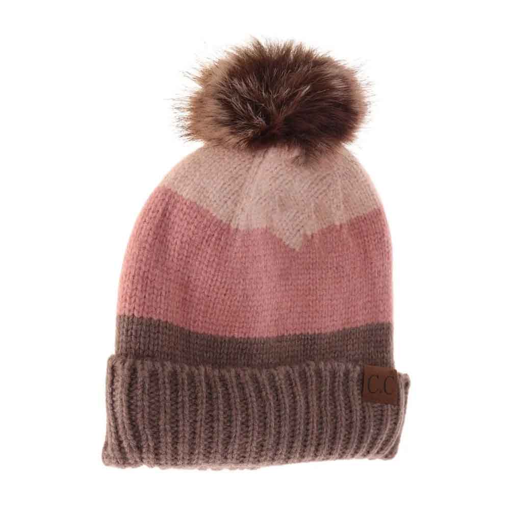 Gorro C.C con pompón y bloques de color