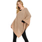 Solid Knit Loose Fit Poncho Ruana