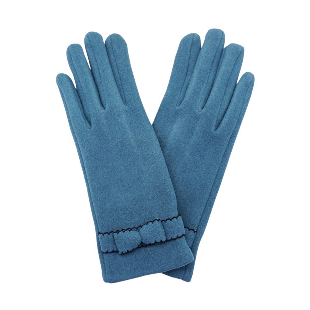 Bow Pointed Faux Suede Smart Touch Gloves