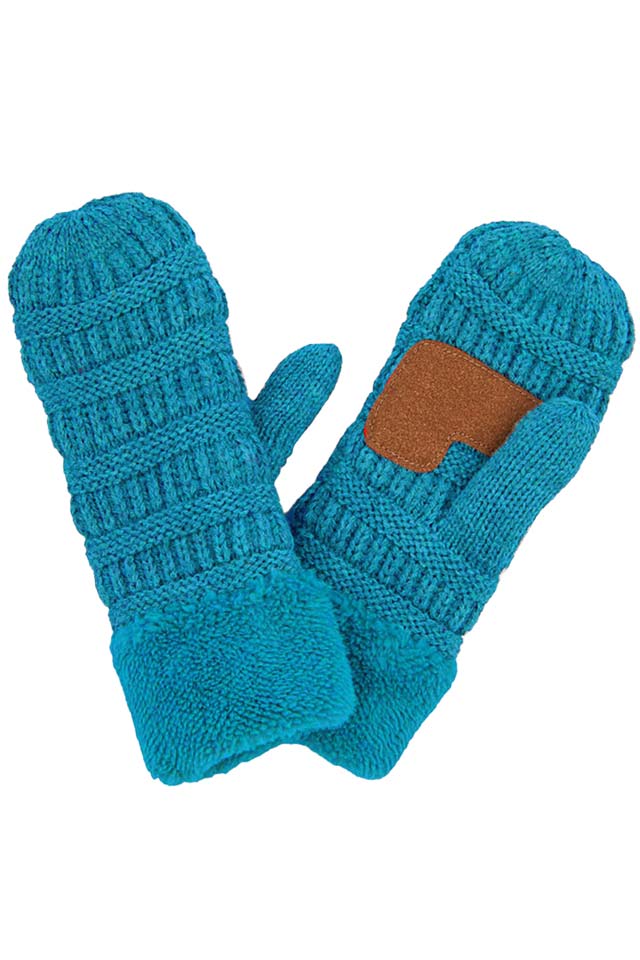 C.C Solid Color Knitted Mitten Gloves