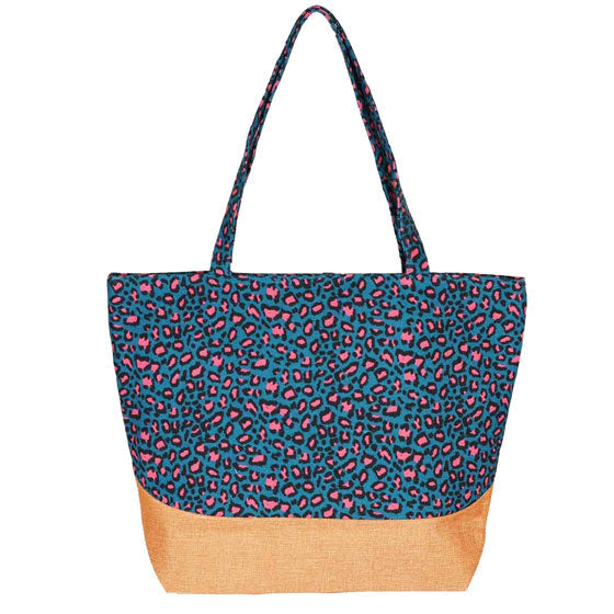 Leopard Print Jute Tote Bag