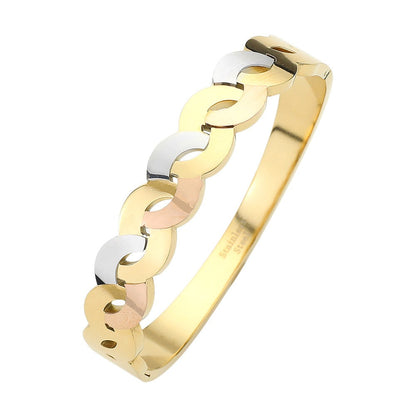 Stainless Steel Three Tone Hinged Bangle Bracelet