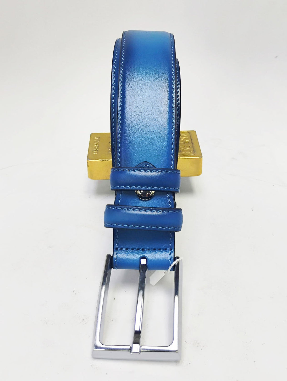 Cinturón de piel de ternera Carrucci - Azul