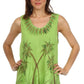 Sakkas Embroidered Watercolor Palm Tree Flared Hem Blouse